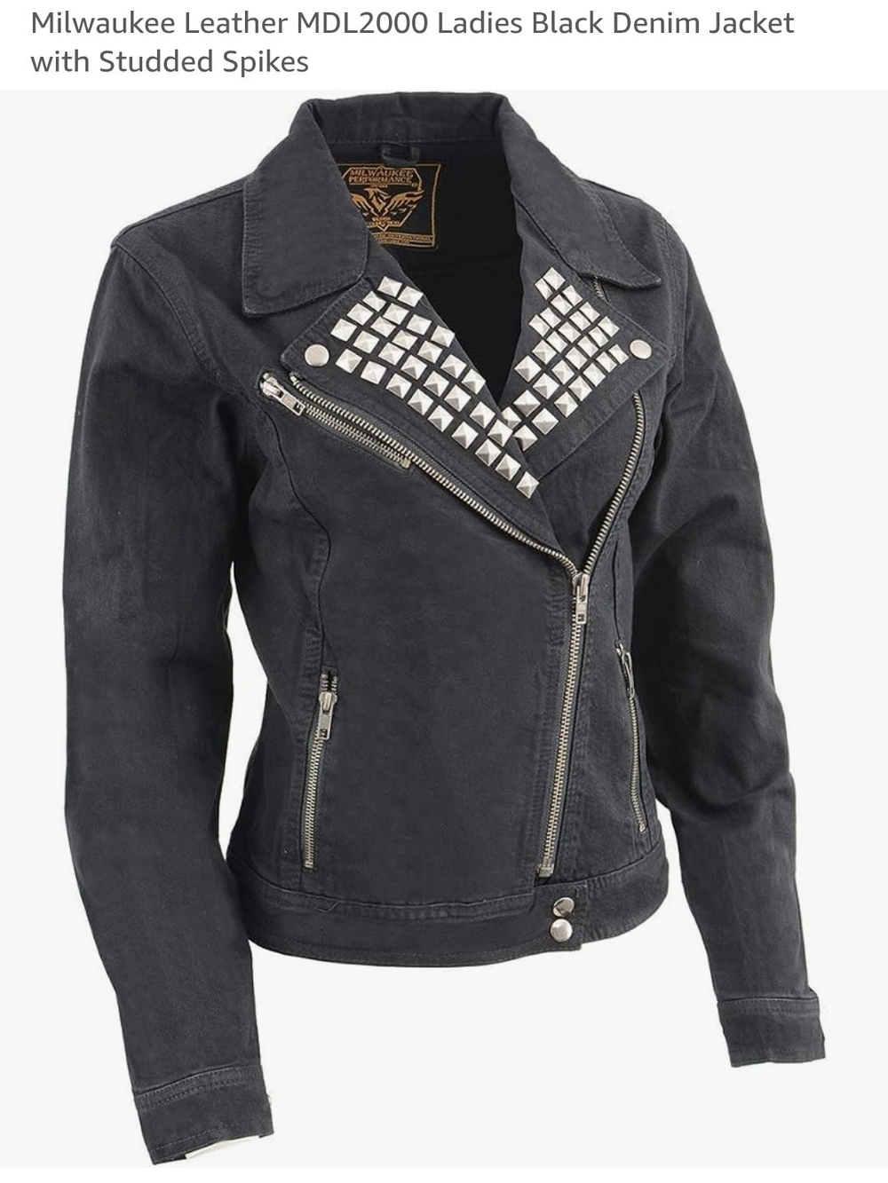 Black Denim & Silver Studs Moto Jacket